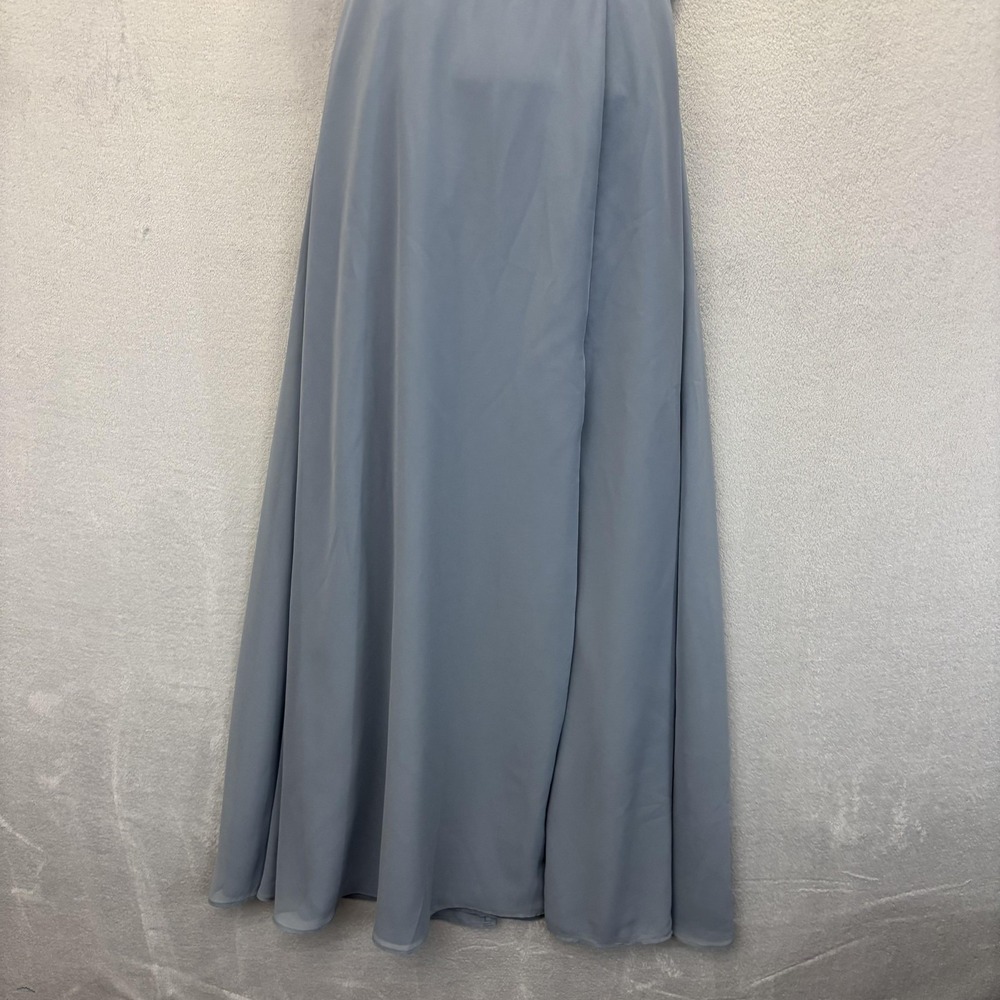 Azazie Dusty Blue A-Line Bridesmaid Dress Womens 10 A10 Classic Long Formal Gown - Picture 8 of 13